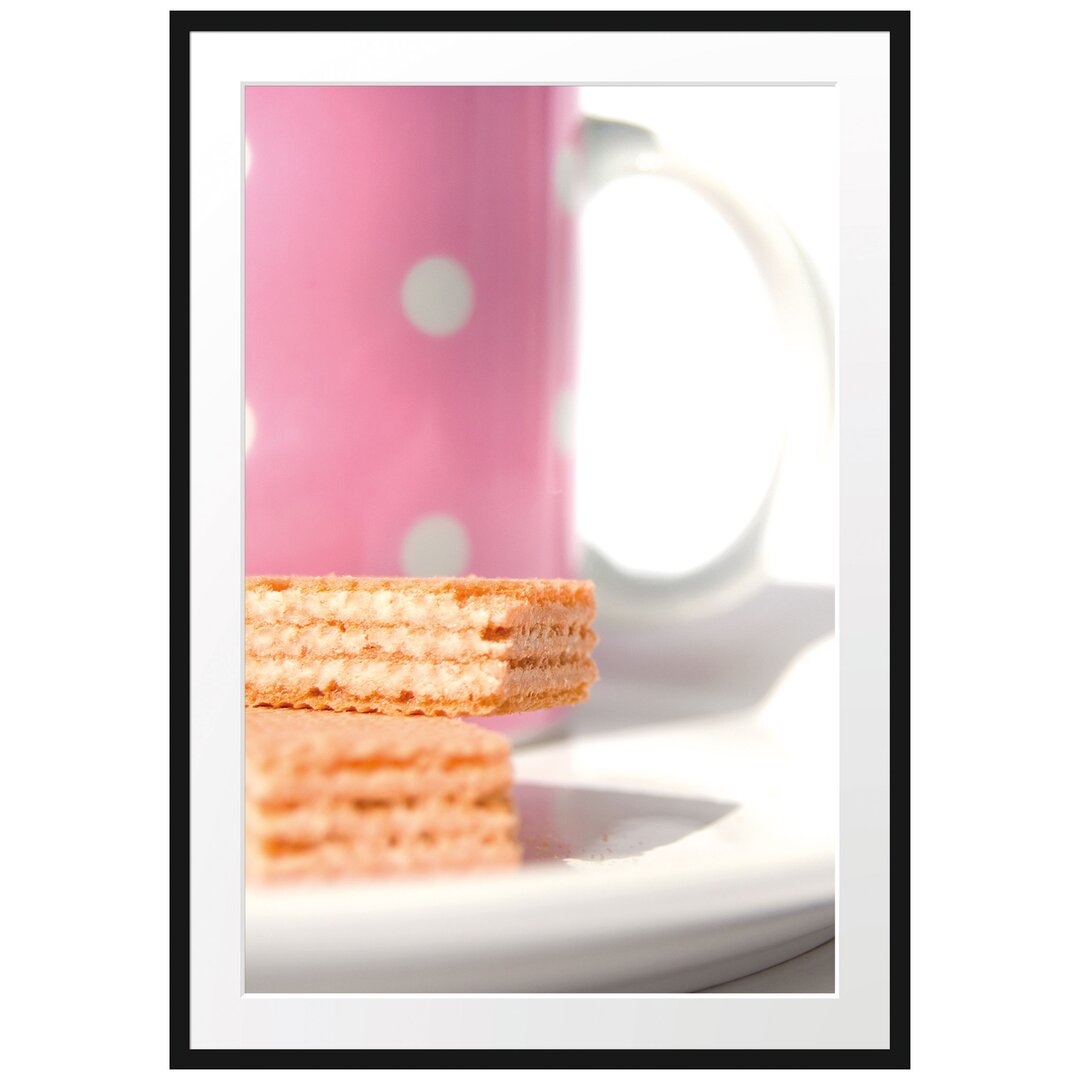 Gerahmtes Poster Kaffee und Waffeln