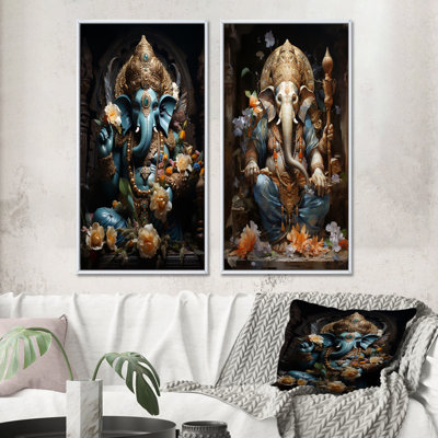 Art indien doré mystique Ganesha "Art indien doré mystique Ganesha" 2 - pièces sur