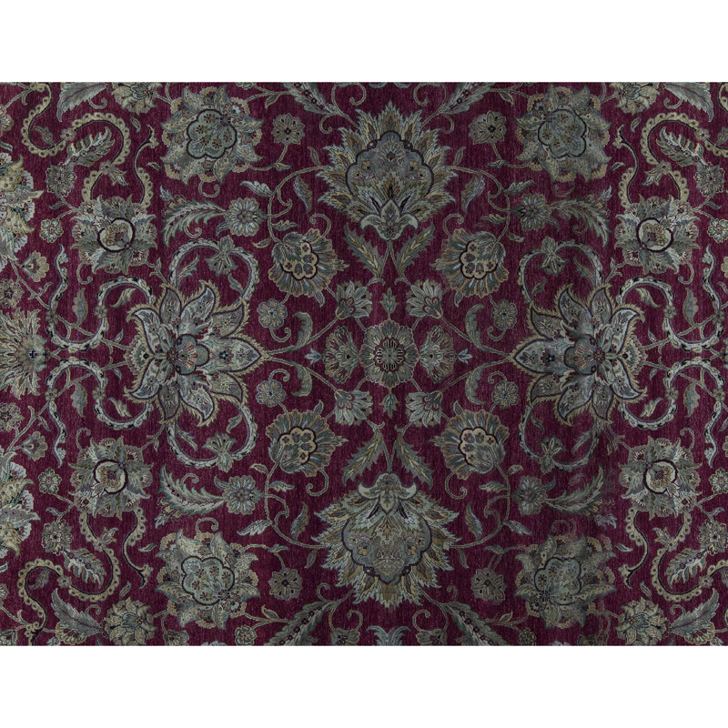 Magnolia Wool Oriental Area Rug in Green/Red