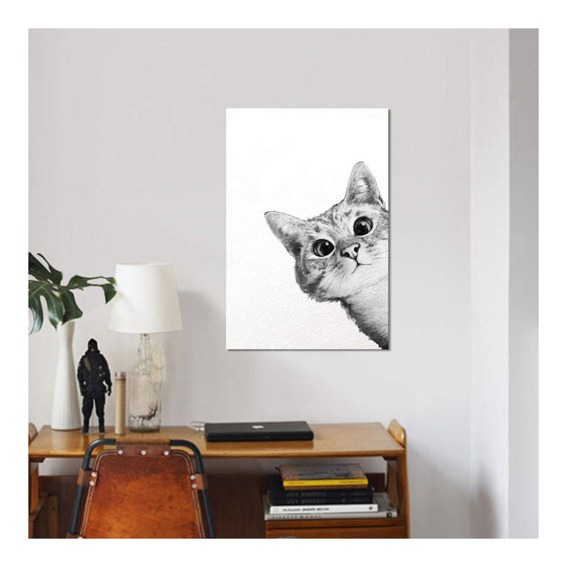 " Sneaky Cat " by Laura Graves, 12" H x 8" W, Wrapped Canvas, No Frame