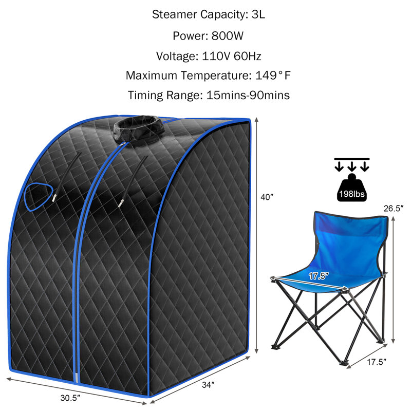 Costway 1 - Person Traditional Steam Sauna with Remote Control, Black