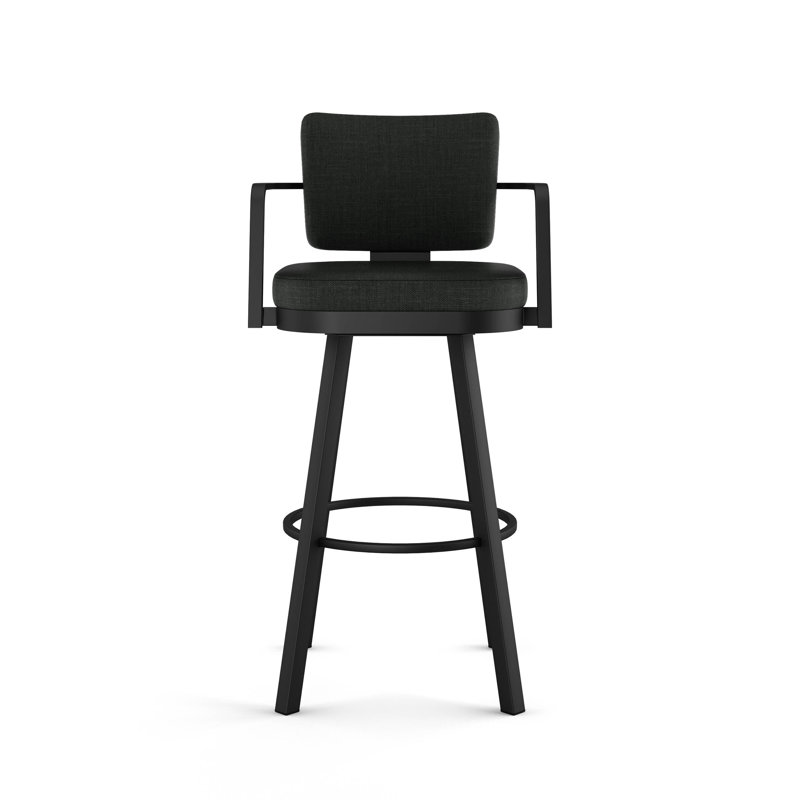 Tabouret de bar et de comptoir pivotant Alfeo, Noir, Noir, Tabouret de bar (siège d'une hauteur de 30 po)