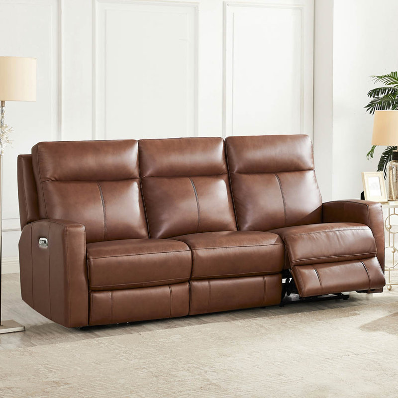 Canapé inclinable en cuir véritable de 86 po Gastonne