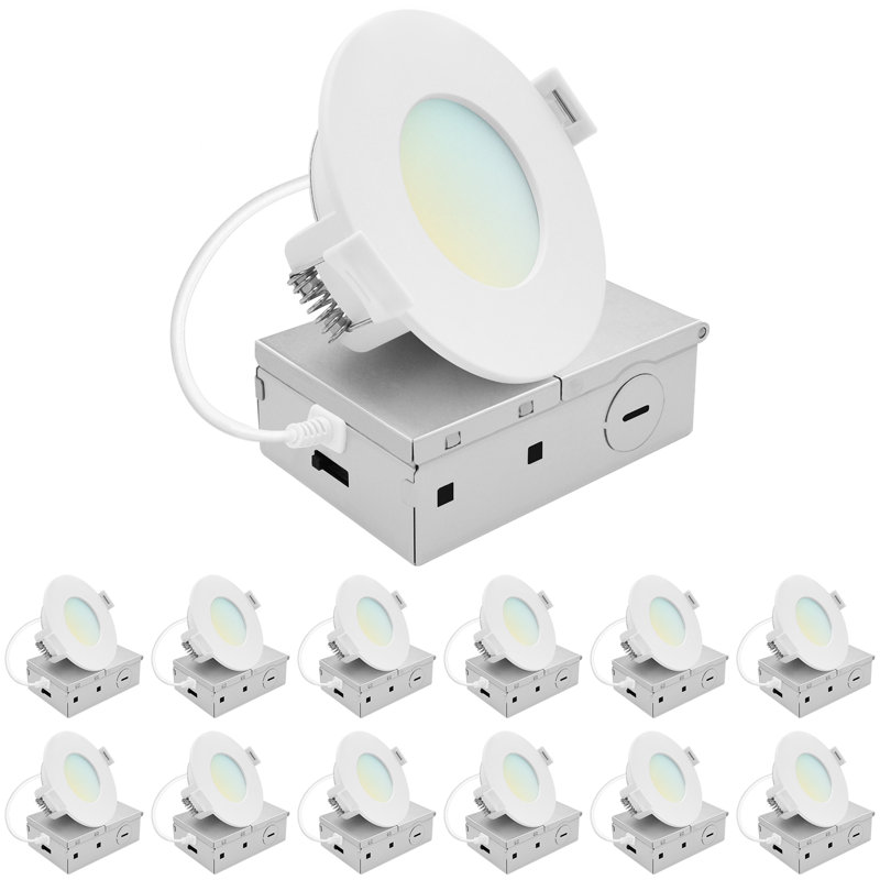 Luxrite Éclairage encastré à DEL, mini projecteur rétroéclairé ECO, 5CCT 2700K-5000K, 660LM, 8W, faisceau 100 °, intensité variable 10% à 100%, triac ETL