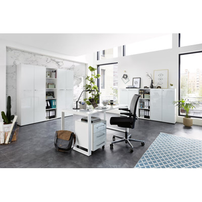 8 Piece Glass Writing Desk Office Set