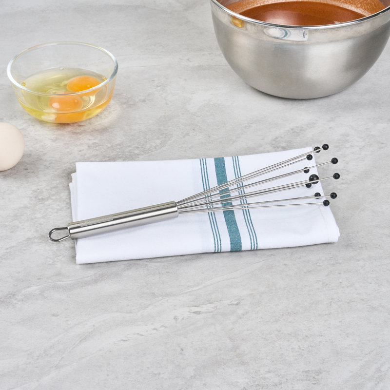 Fouet à boules en acier inoxydable de 10,5 po avec embouts en silicone - paquet de 6 - fouet standard allemand pour sauces et sauces, anti-rayures, lavable au lave-vaisselle - fouet à boules en silicone antiadhésif pour la cuisson