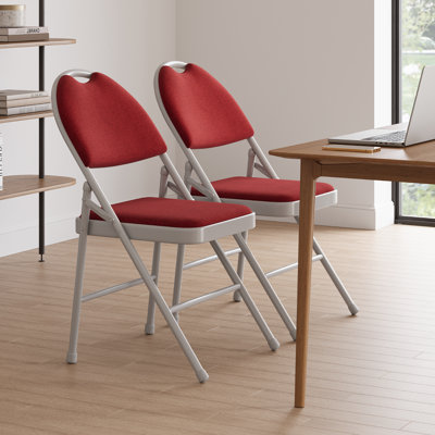 Paquet de 2 chaises pliantes rembourrées en tissu - capacité de 350 lb de chaises pliantes en métal de qualité commerciale avec coussin de dossier confortable, siège empilable portable léger pour les banquets d'événements extérieurs et intérieur