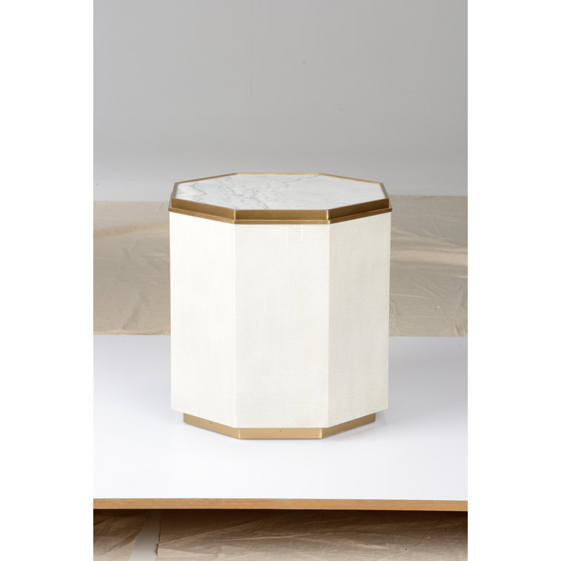 Marble End Table, White