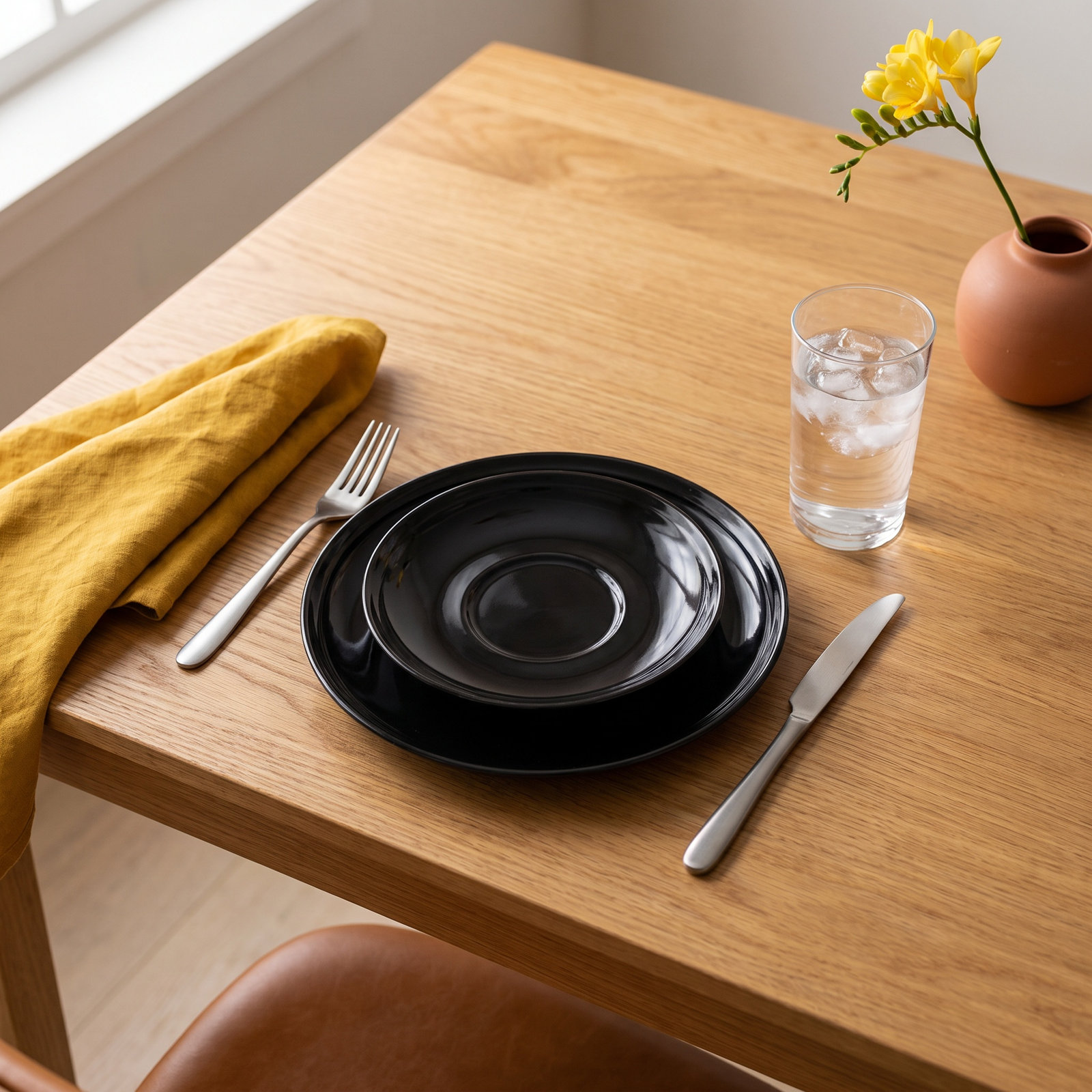 Marbella Melamine Stacking Salad Plate, Black