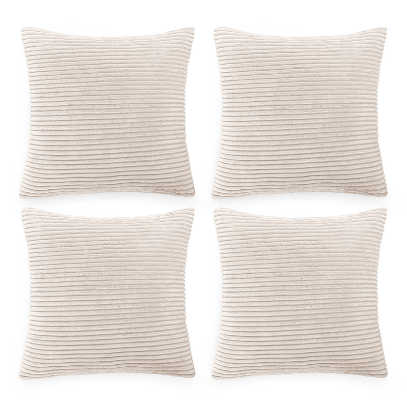 Striped Square Euro Pillow Cover, Cream