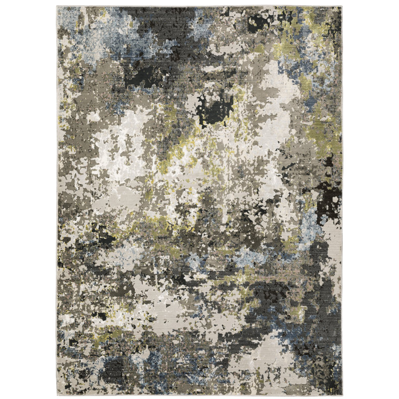 Tapis gris / vert Belinda, Rectangle 3 pi 3 po x 5 pi