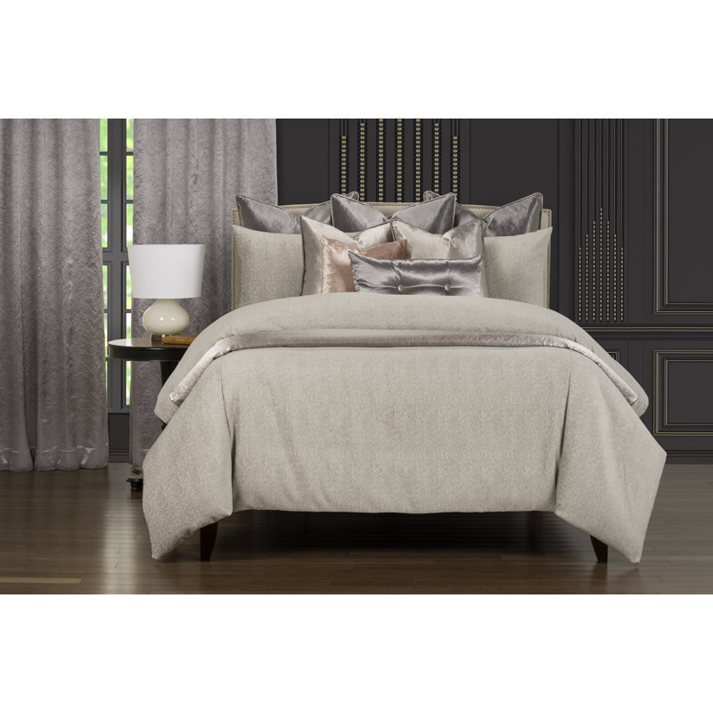 Cotton Blend 6 Piece Duvet Cover & Insert Set, Queen, Platinum