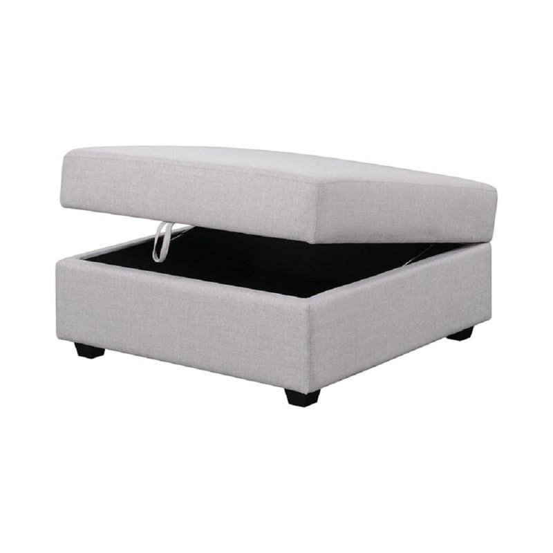 Repose-pieds carré avec rangement Scilla, Mélange de polyester gris
