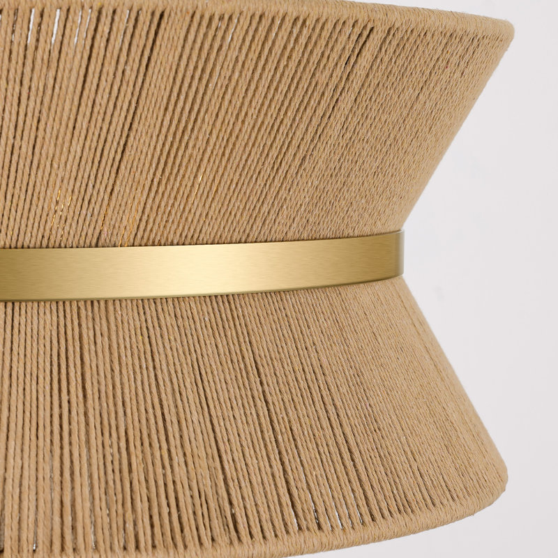 Lustre tambour 4 lumières 19,6 po tissé à la main avec abat-jour en corde de chanvre