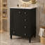 Meuble-lavabo noir 24 po avec lavabo intégré en céramique, tablette à double couche et tiroirs à fermeture en douceur