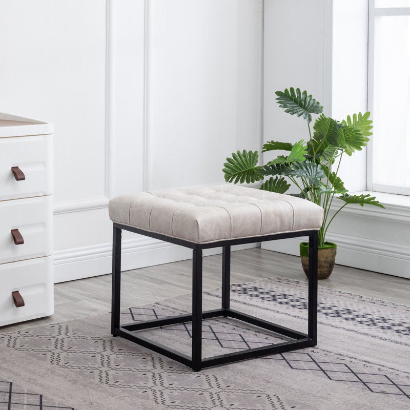 Reade Faux Leather Ottoman, Distressed Tan