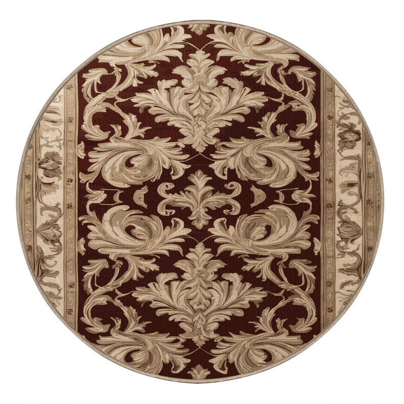 Tapis brun français lavable à la machine, Rond 6 pi