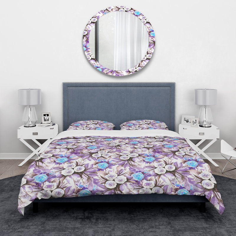 Ensemble de housse de couette à fleur rétro, Housse de couette double / grand + 2 taies