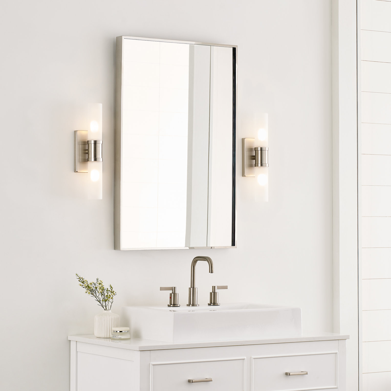 Evelien 2-Light Dimmable Metal Vanity Light, Brushed Nickel, 40 W, 16" H x 5" W x 3.63" D