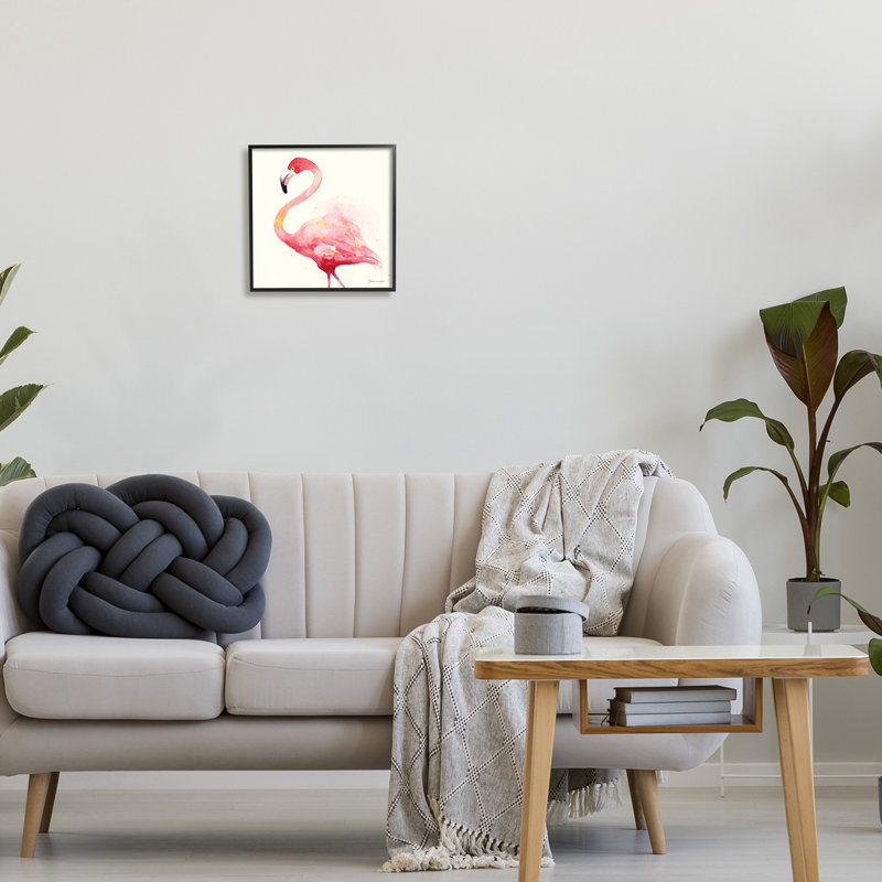 «Minimal Flamingo Bird», aquarelle noire encadrée par Stephanie Workman Marrott, H 12 po x l 12 po x P 1,5 po