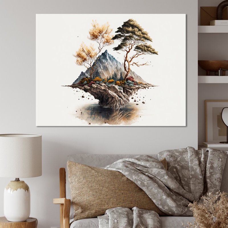 Bonsai Tree On A Rock III - Art mural moderne sur toile, Toile tendue, L 40 po x H 30 po