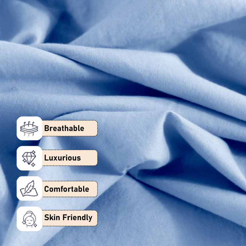 Ultra-Soft Microfiber Plain Duvet Cover Set with Matching Pillowcases - Everyday Bedding, Light Blue