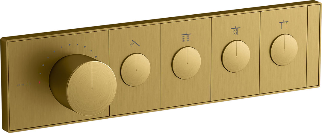 Anthem Four-Outlet Thermostatic Valve Control Panel With Recessed Push-Buttons