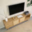 Meuble télé pour téléviseur 65, 75, 85 pouces Boho, meuble audio-vidéo avec rangement ouvert et tiroirs, console multimédia en bois avec rotin