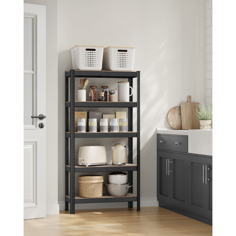 Adeolu 75cm W Metal Height -Adjustable Shelving Unit, Greige/Black