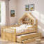 Lit maison avec lit gigogne, tablettes de tête de lit et tiroirs de rangement-354876134-354876129