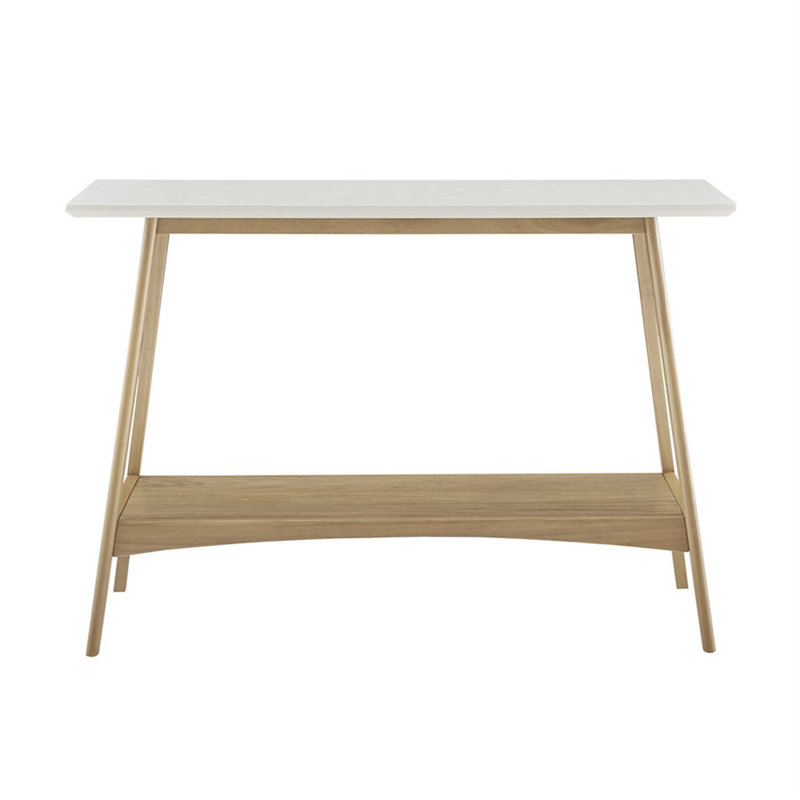 Console en bois massif exquise avec plateau en panneau de fibres à densité moyenne et tablettes en placage, offrant beaucoup de rangement et un assemblage sans effort pour votre maison.