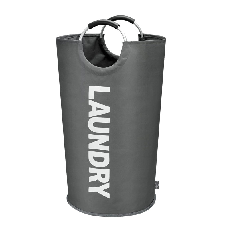 Fabric Laundry Basket with Handles, Dark Grey