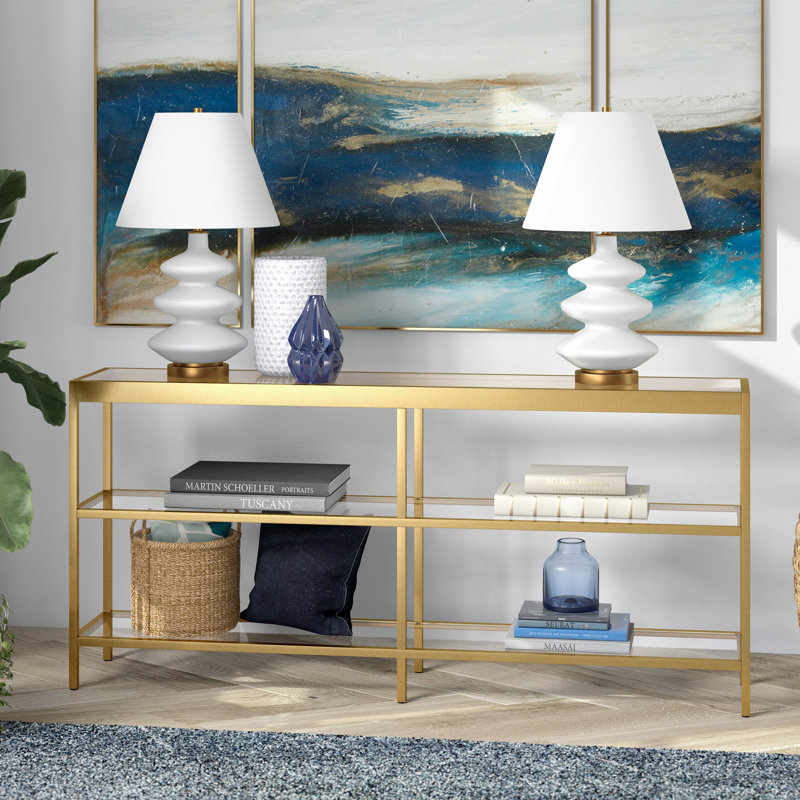 Alexis 162.6cm Glass Top Console Table, Brass