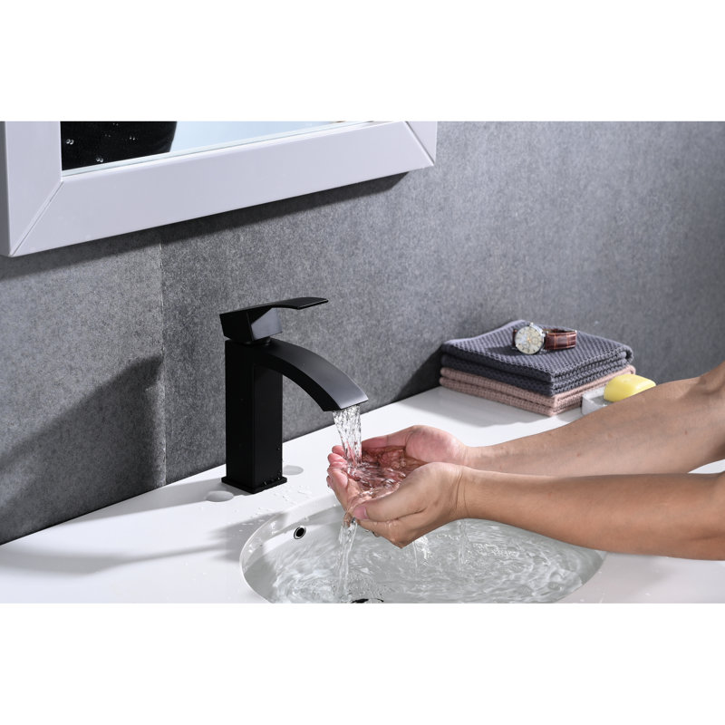 Bathroom Sink Faucet With Waterfall Outlet, Single Handle Adjustment, Pop - Up Drain For Overflow,Easy Water Flow And Volume Control Material, Stable Flow, No