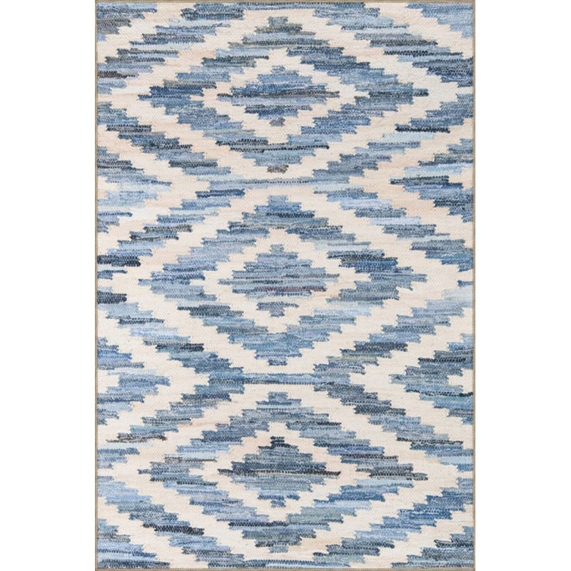 Tapis décoratif géométrique triangulaire bleu glacier Ice, Carré 3 pi 3 po