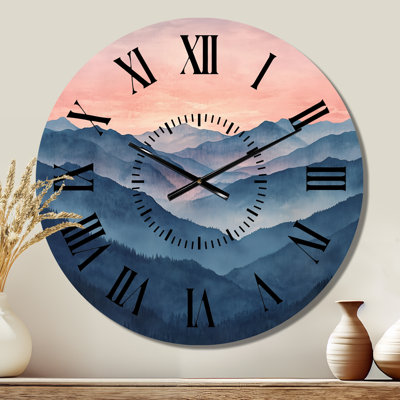 Smoky Sunset Layers - Horloge murale ronde silencieuse en métal