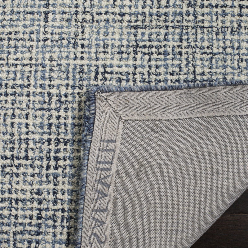 Tapis bleu / beige en laine touffeté à la main Canales, Carré 4 pi