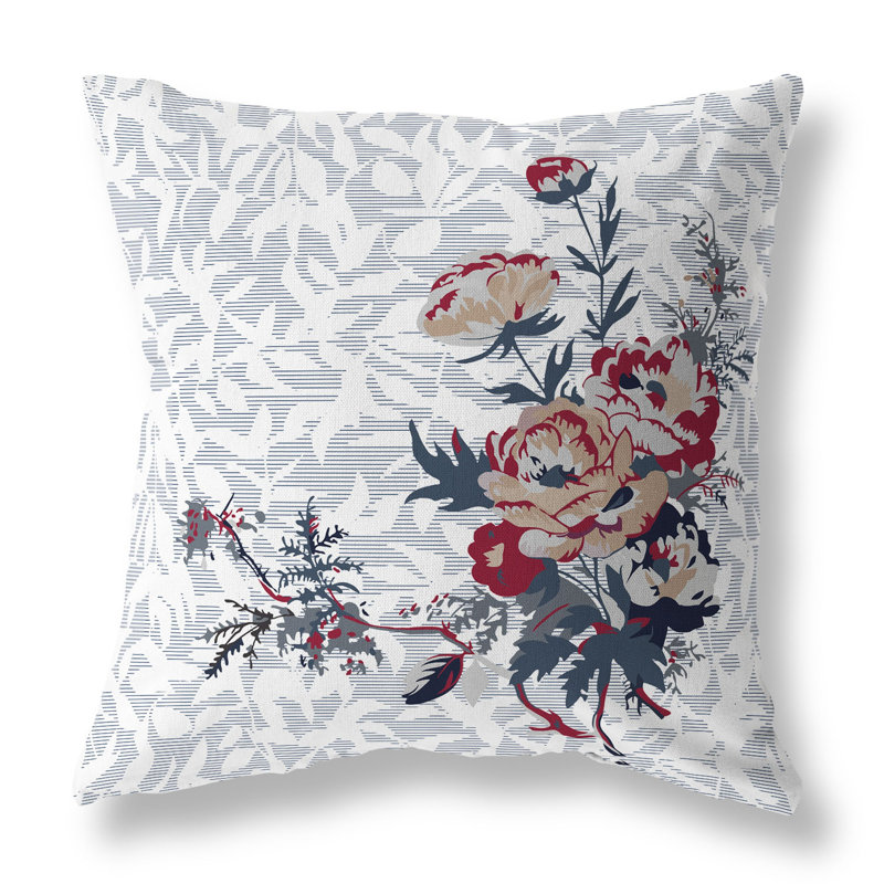 Coussin Opulent Orchid Roses, H 18 po x l 18 po, Rouge / gris
