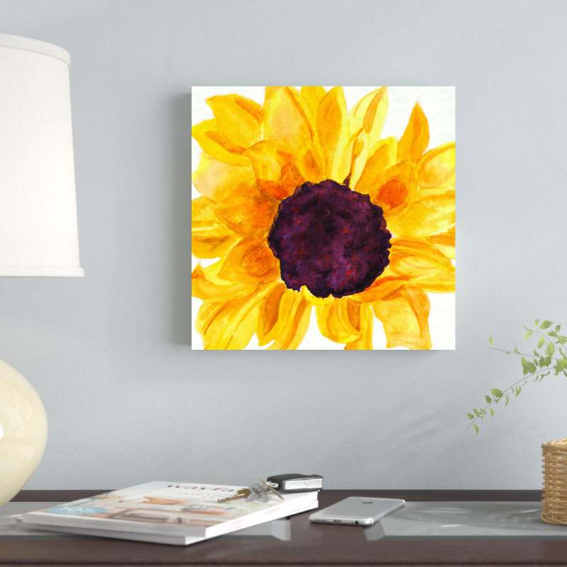 Tournesol - peinture sur toile tendue, H 12 po x l 12 po
