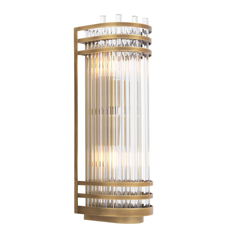Gulf Flush Mounted Sconce, Antique Brass, 15" H x 5" W x 5" D