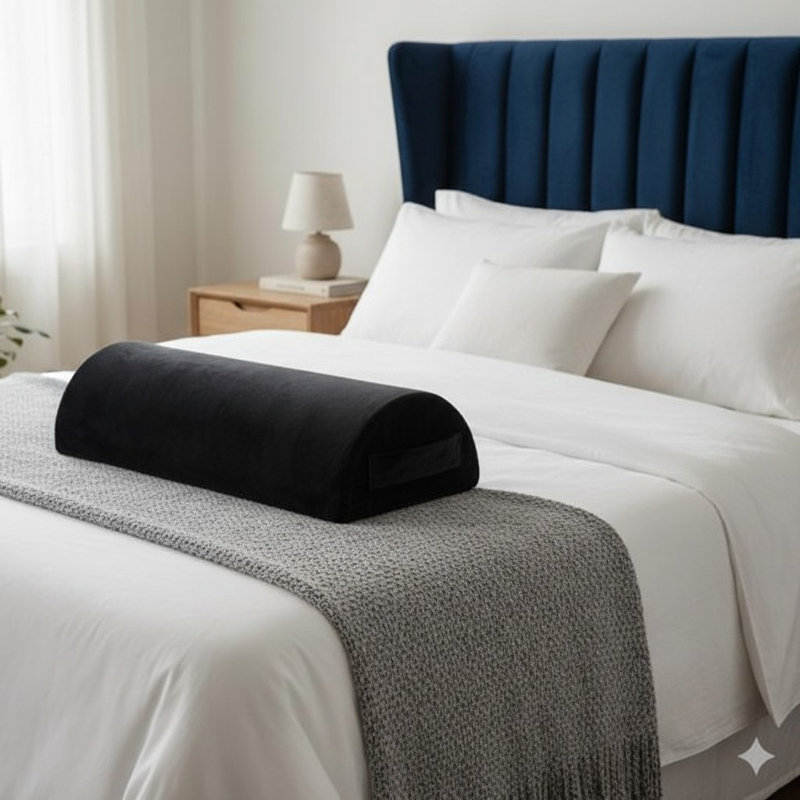 Coussin orthopédique demi-rond pour soulager le cou et les jambes avec housse amovible