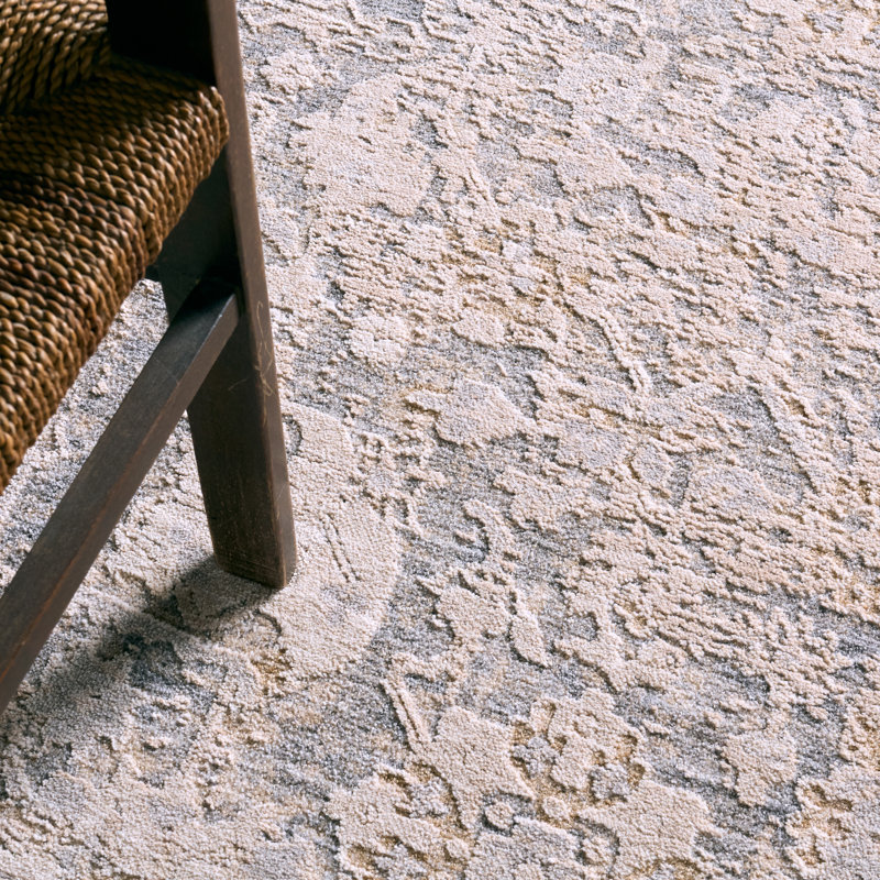 Tapis crème et bleu Twig ZAR02, Rectangle 7 pi 6 po x 9 pi 6 po