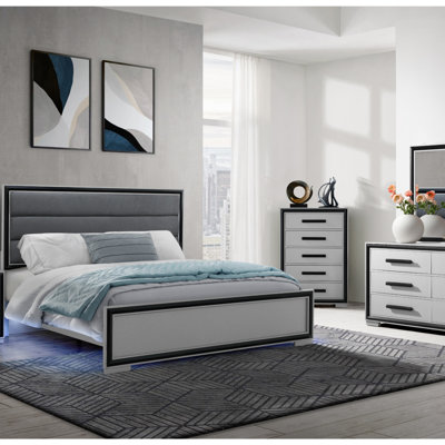 Carlos Black Bed With LED