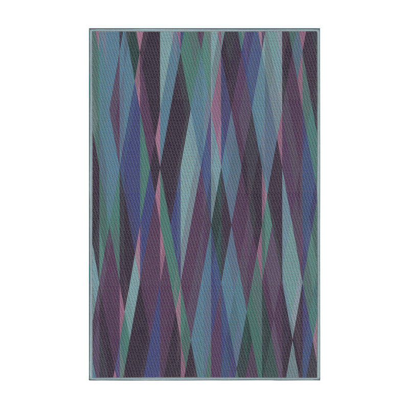 Tapis vert/bleu à motifs, Rectangle 2 pi x 4 pi