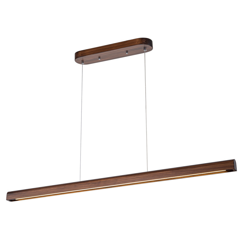 Rolde 1 - Light LED Kitchen Island Pendant, Walnut, 81.89" H x 47.24" W x 4.52" D
