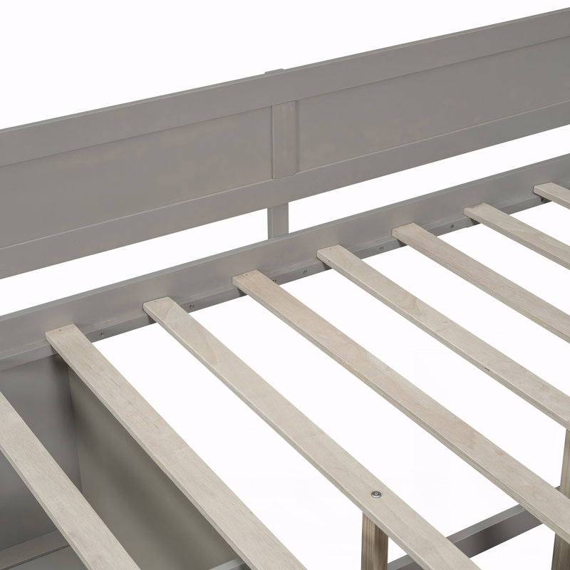 Lit de jour double avec tiroirs et tablettes, Gray, Full / Double