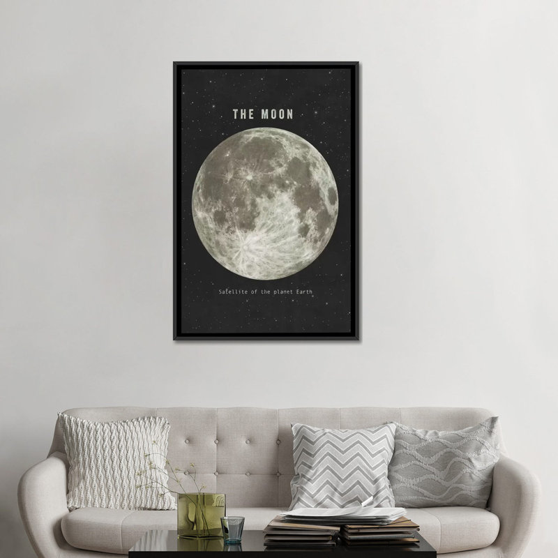« the moon landscape », reproduction d’art sur toile, H 60 po x l 40po x P 1,5 po, Toile avec cadre noir, Pas de tapis