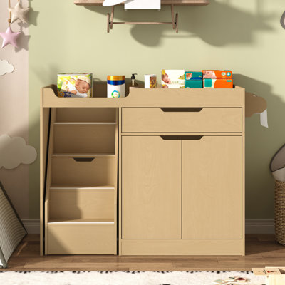 Commode à langer avec tiroir et 2 tablettes de rangement Modern