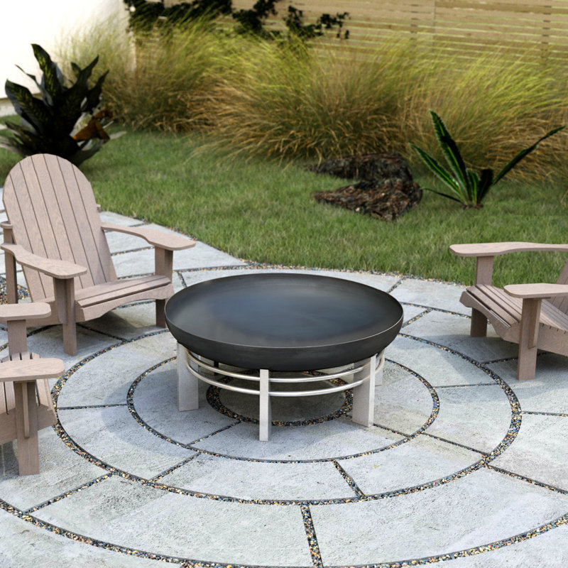 Round Stainless Steel Fire Pit, Silver