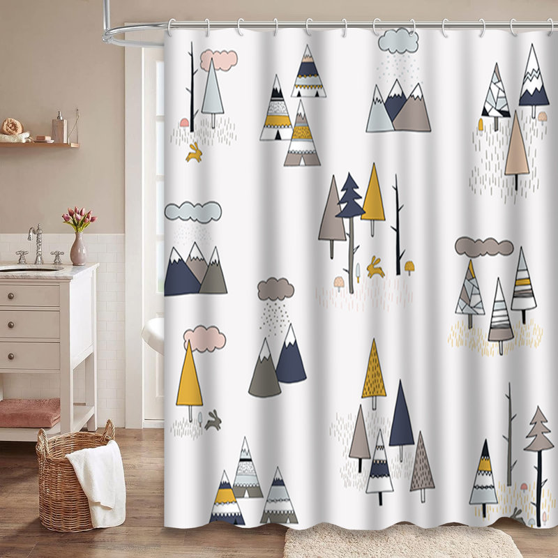 Rideau de douche avec 12 crochets, L 72 po x l 78 po